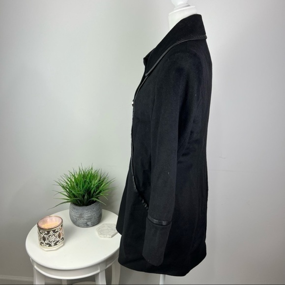 Kristen Blake womens wool blend black piping trench coat size 8 - Picture 6 of 8